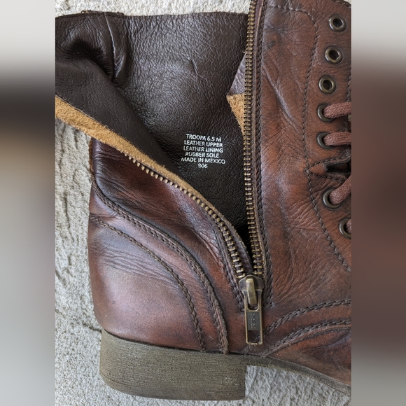 Steve Madden Troopa Brown Leather Combat Boots - Picture 4 of 5